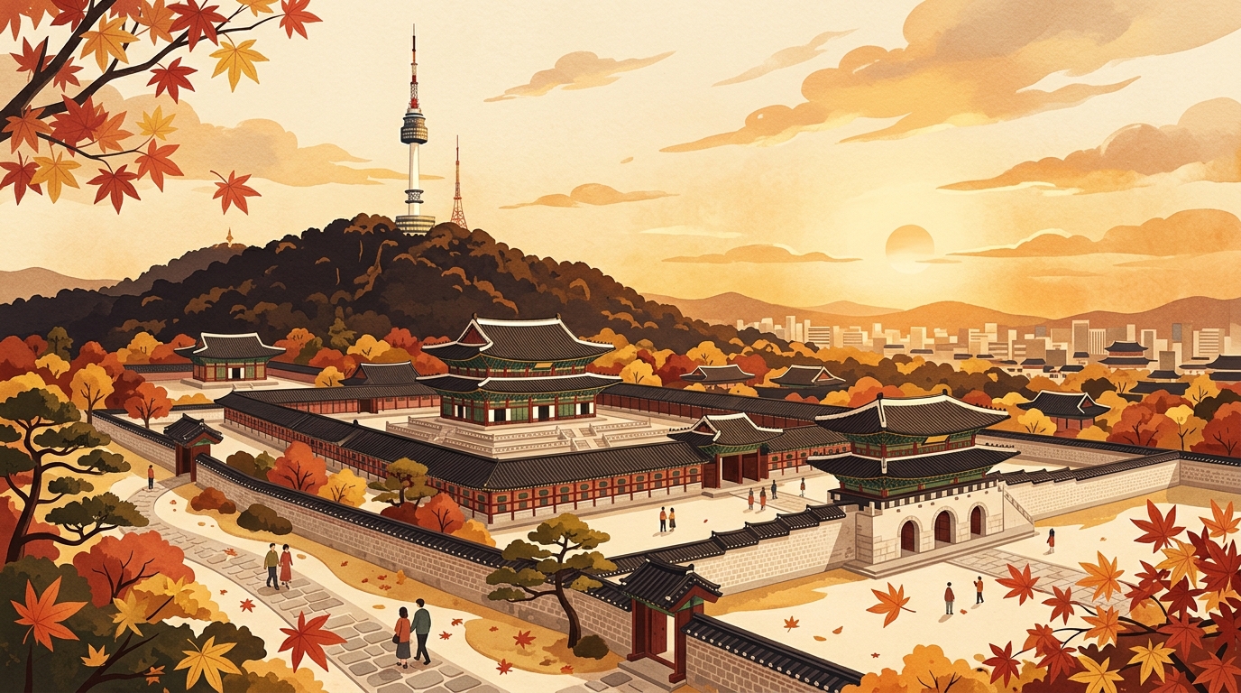 首尔黄昏插画封面