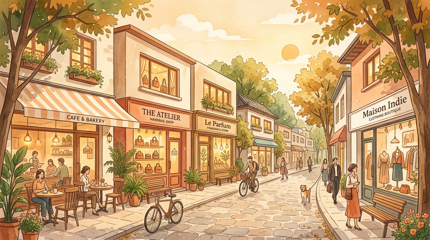汉南洞买手店街景插画